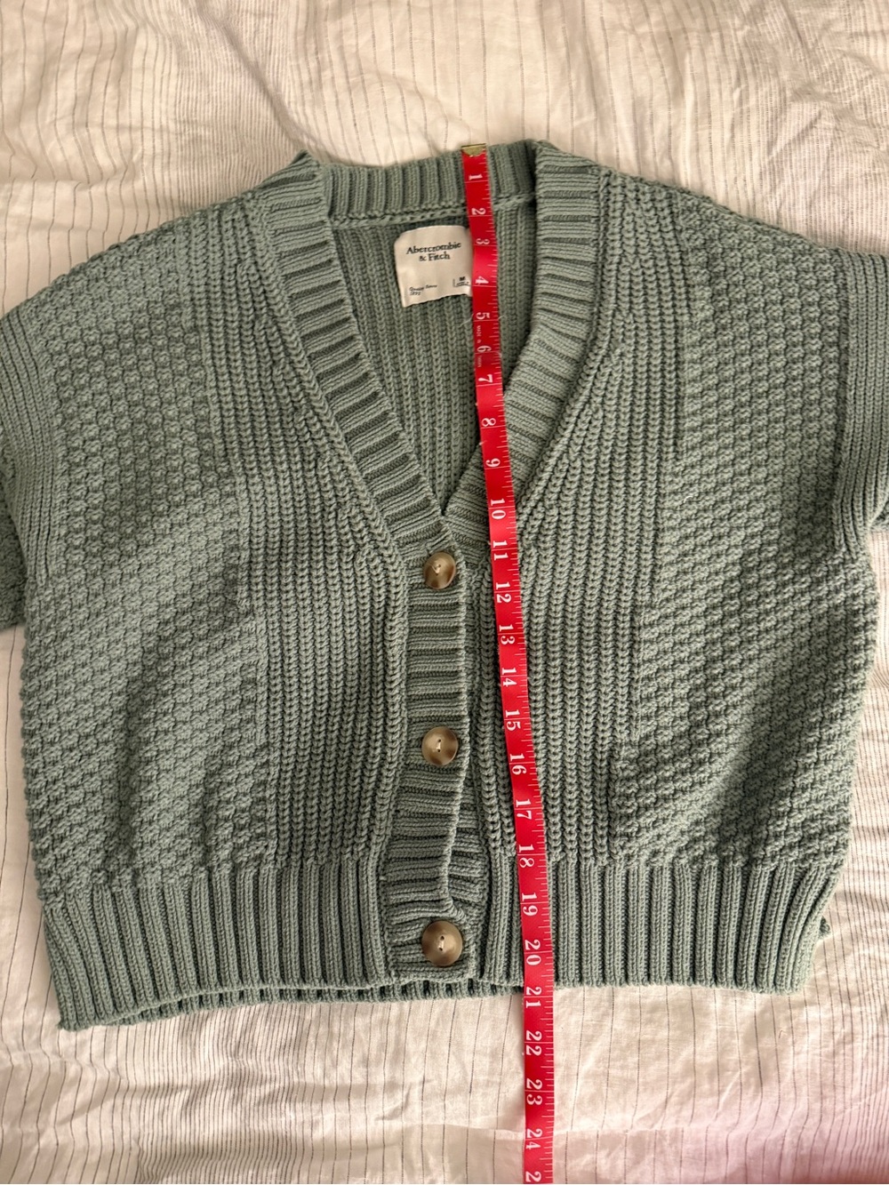 Abercrombie & Fitch Sage Green Textured Knit Button Cardigan - Picture 14 of 15